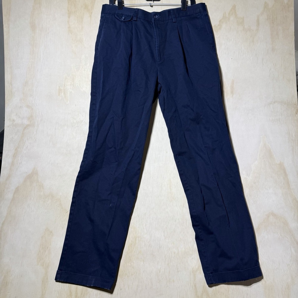 Dockers Mens 34x34 Navy Blue Pleated Chino Pants 100% Cotton Classic Fit D3